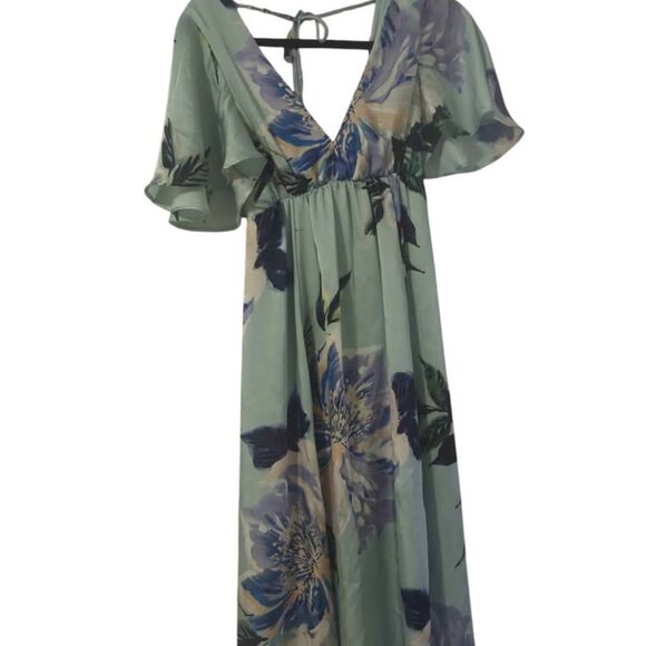 Show Me Your Mumu Blue Floral Faye Flutter Maxi Dress size xxs - Picture 1 of 7